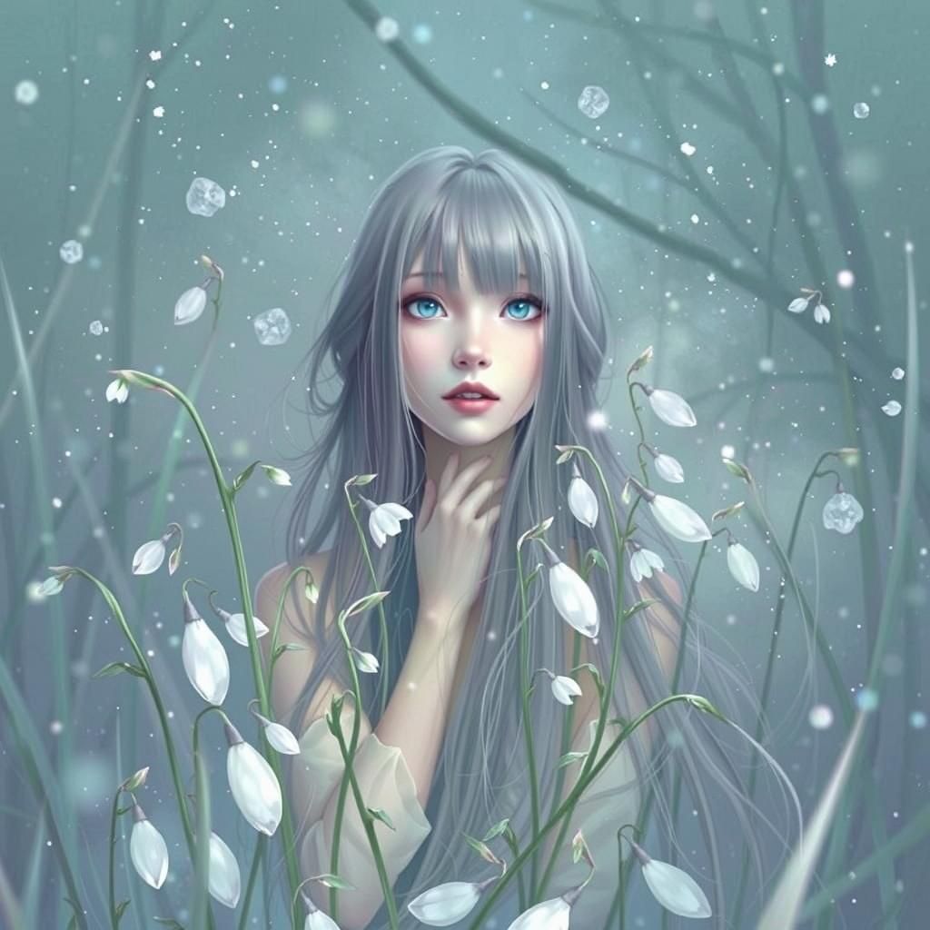 Snowdrops in Snow: A Fairytale Digital Illustration
