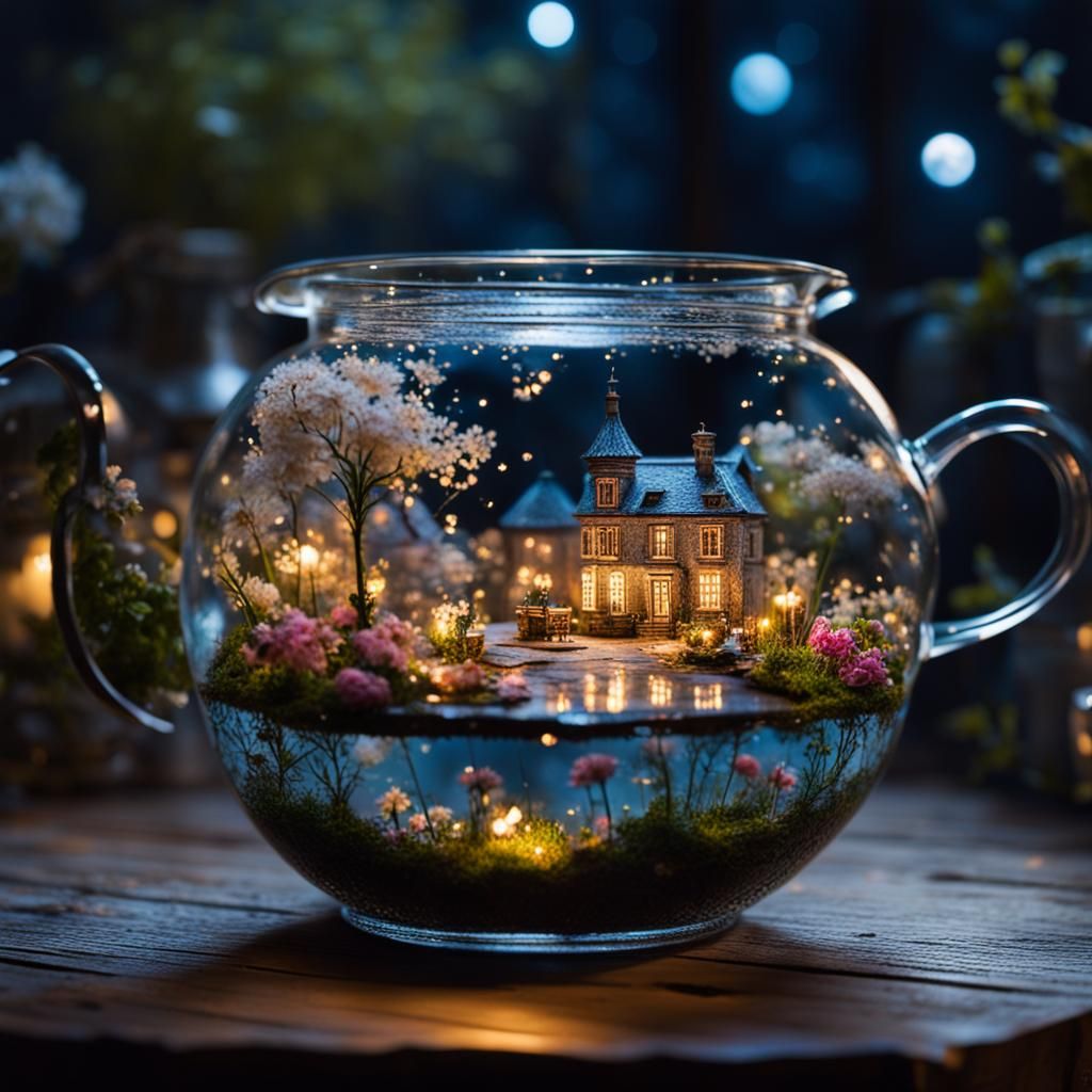 Magical Miniature Parisian World in a Teapot