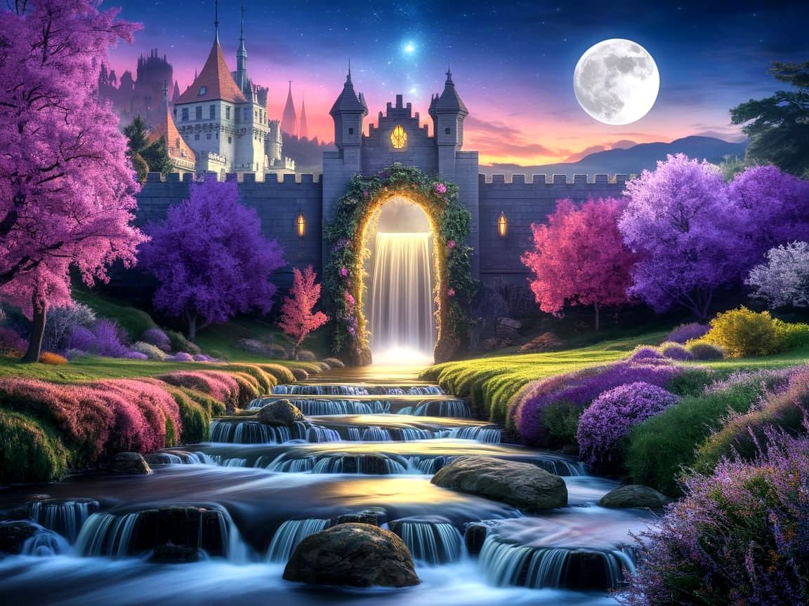 Magical Waterfall Hidden Behind Fairytale Castle Walls