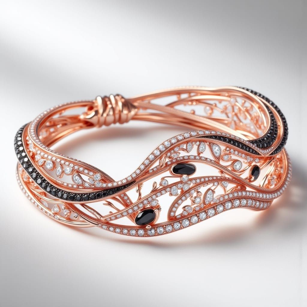 Diamond Bracelet in Rose Gold, Fine Jewelry Design