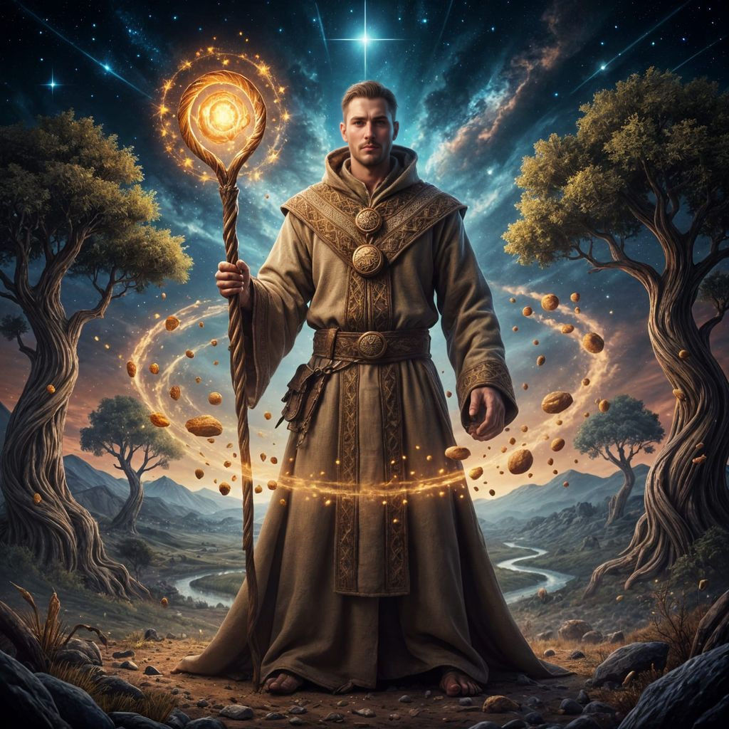 Epic Fantasy Bread Wizard Under Starry Night