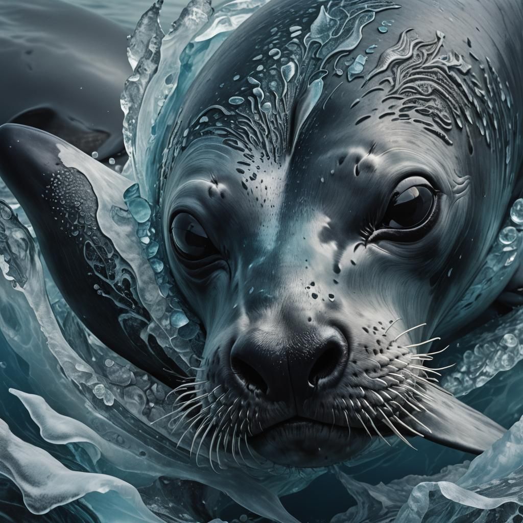 Seal Eats Orca in Underwater Fantasy Realism