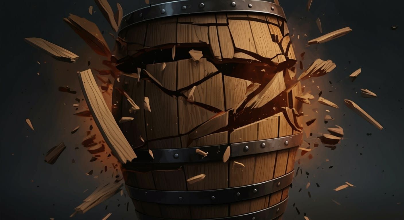 Splintered Reality: Close-Up of Shattering Wooden Barrel