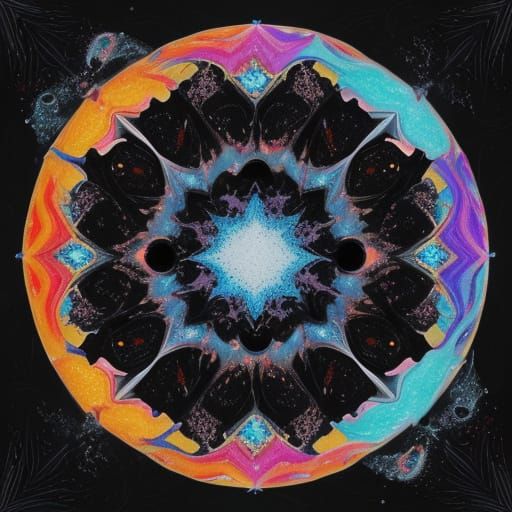 Abstract Cubist Swirl of Molten Lava and Iced Bubbles