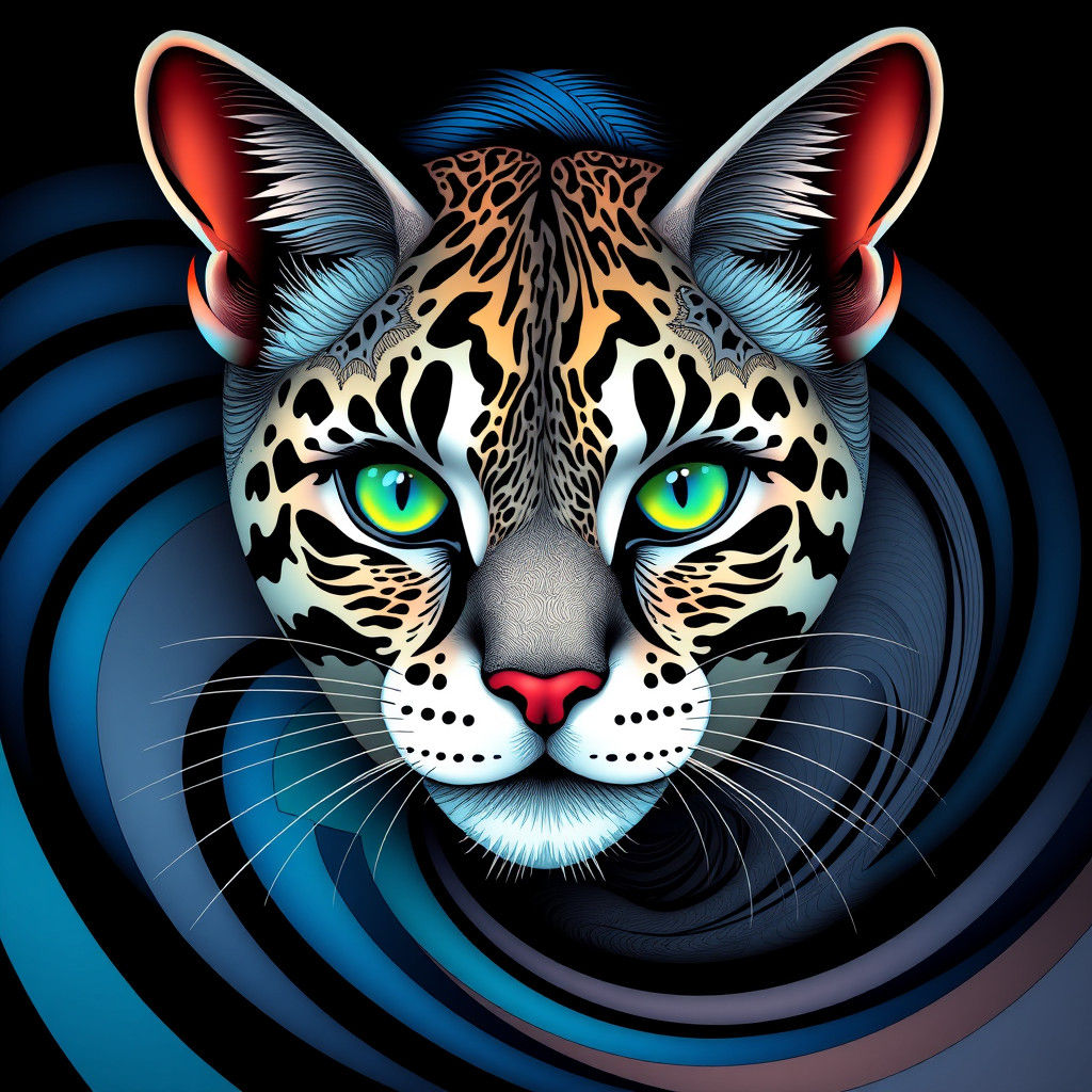 Woman's Face as Feline Handbag in Zentangle Design