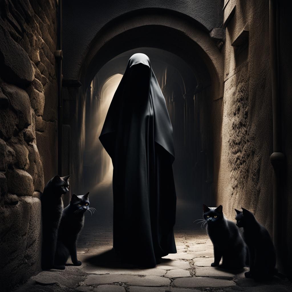 Sinister Surrealism: Black Cat Babushka Doll