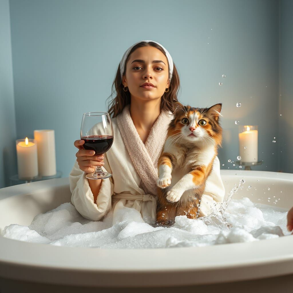 Woman's Tranquil Moment Shattered by Mischievous Cat