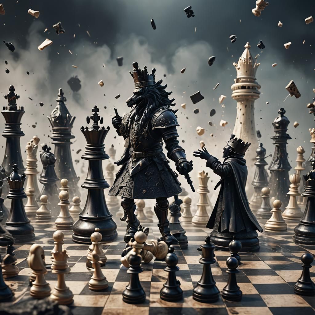 Chess Kings Clash in Epic Fantasy Battle