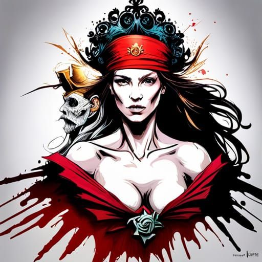 Queen of Pirates Portrait in Illustrative Style