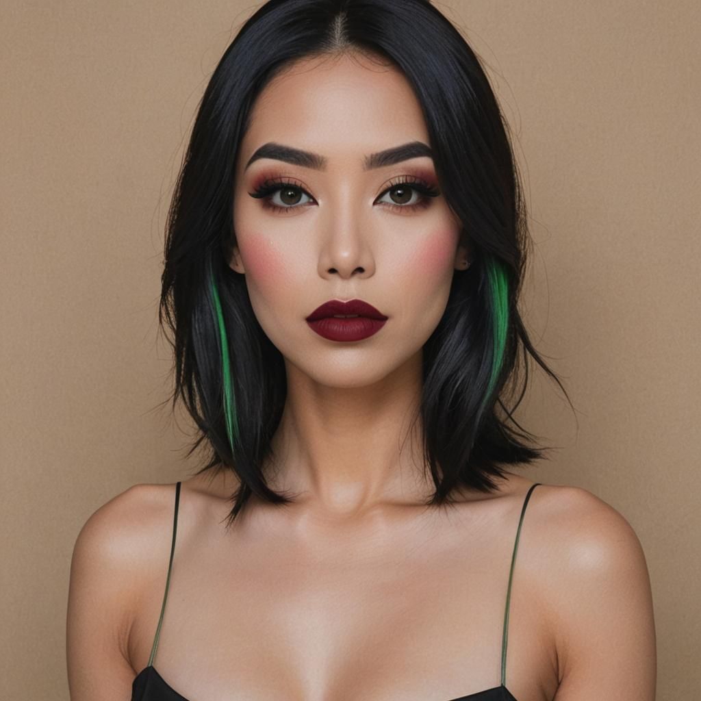 Gothic Woman with Green Streak, Digital Painting