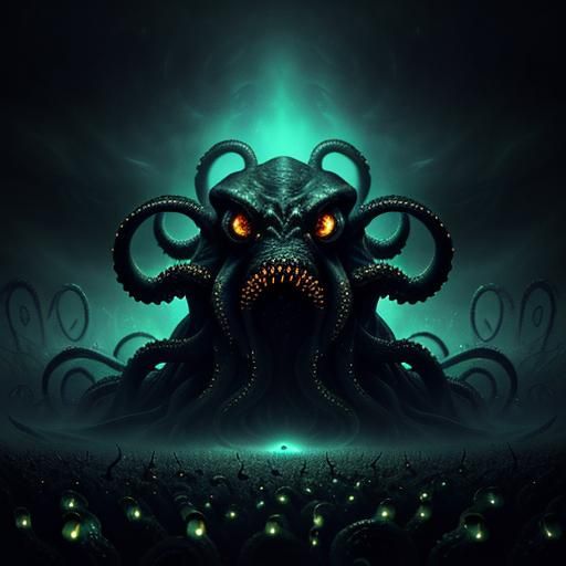 Gargantuan Tentacled Horror in Cosmic Dreamscape
