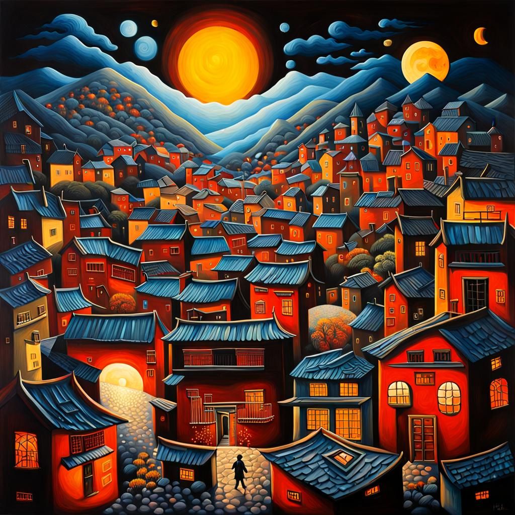 Paintings Juxtaposing Light and Dark, Good and Evil