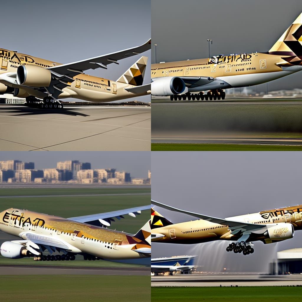Etihad Airways Airplane in Flight: Digital Render