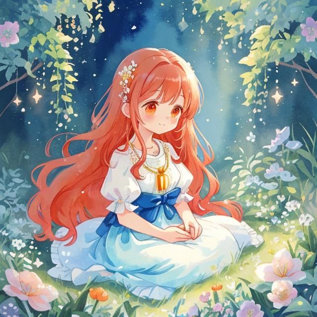 Dreamlike Watercolor: Woman in Arte Povera Style