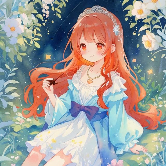 Dreamy Watercolor Woman in Forest Illustration