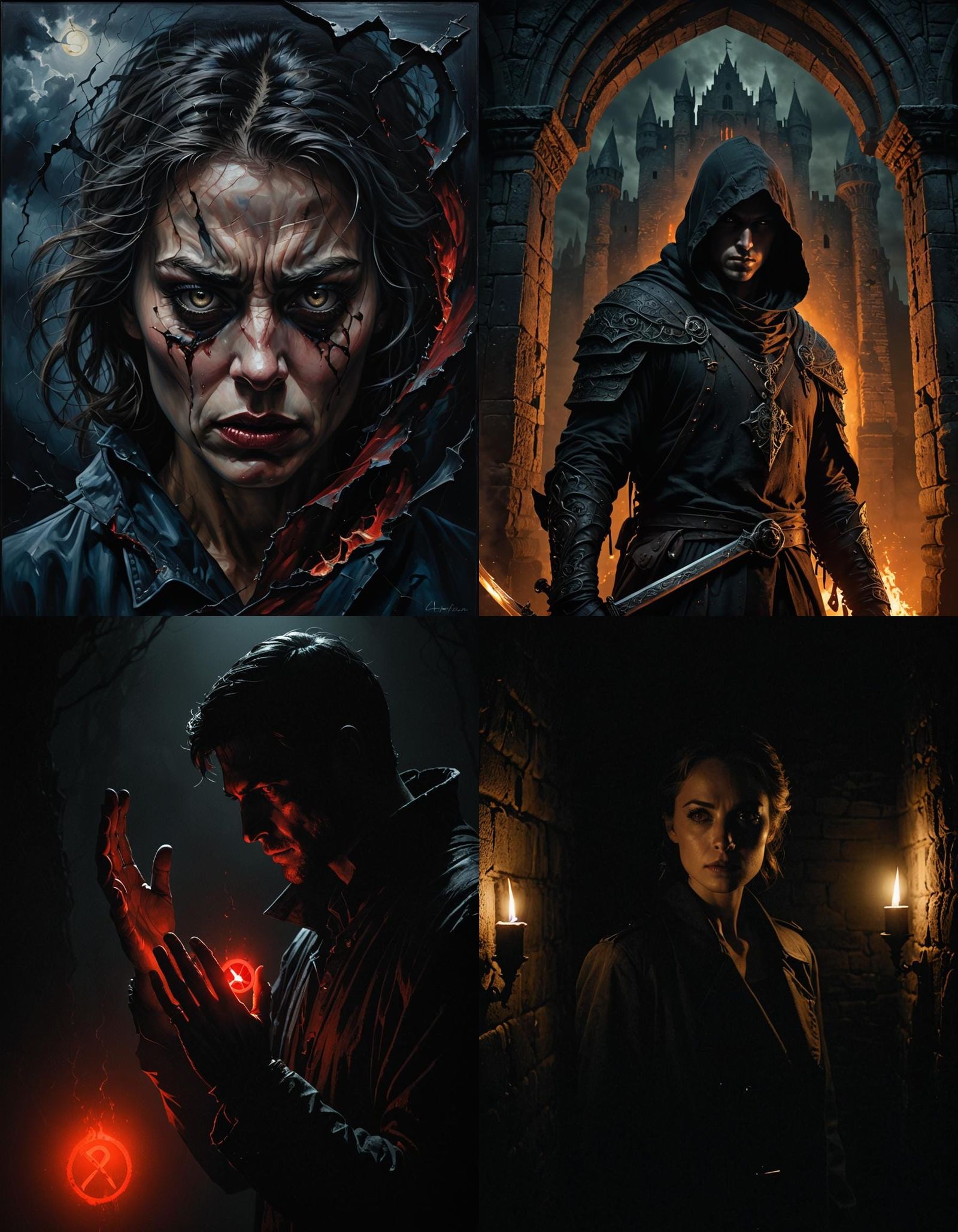 Portrait of a Vengeful Figure in Low-Lit Atmosphere