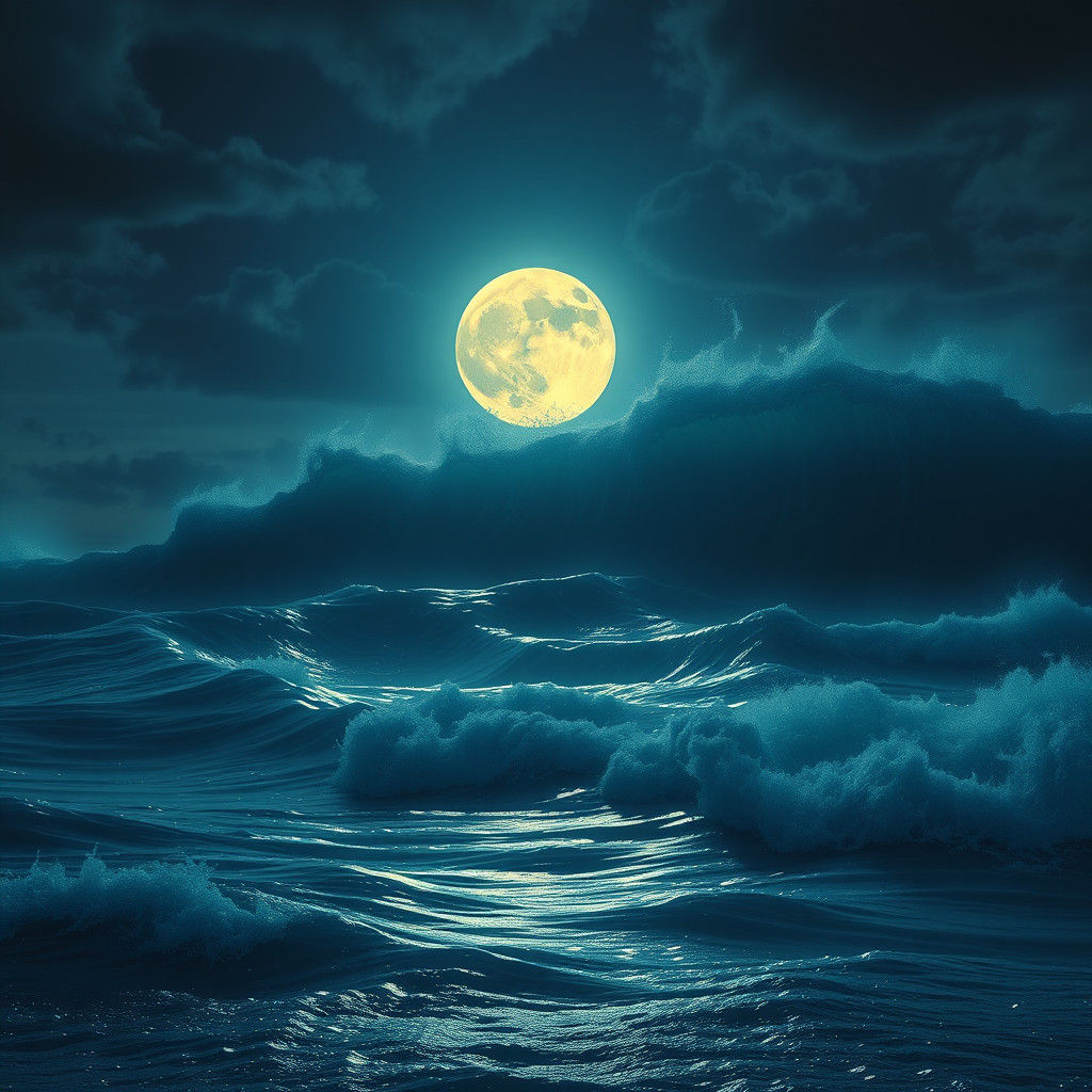Moonlit Sea at Night: Epic Fantasy Art
