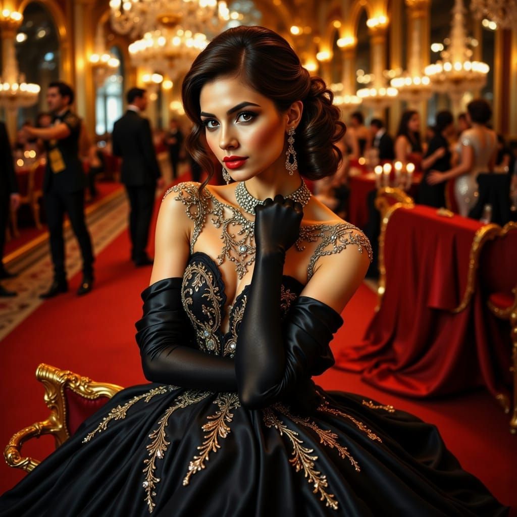 Elegant Hollywood Starlet in Roaring Twenties Glamour