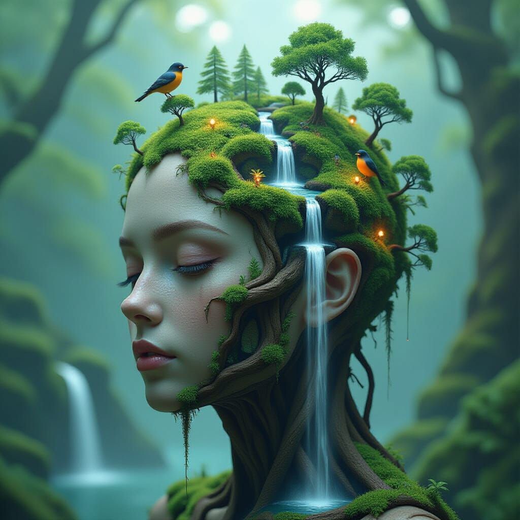 Surreal Forest Head: Fantasy Art