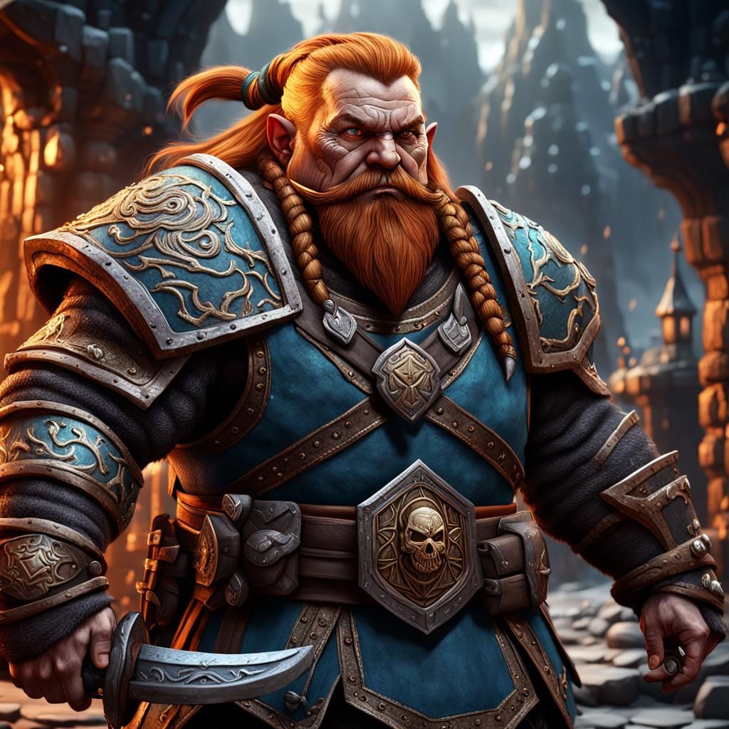 Female Dwarf Fighter in Detailed Matte Painting