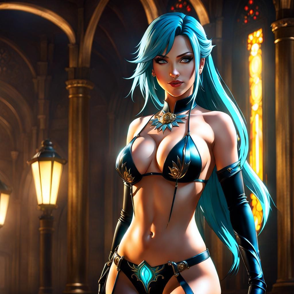 Anime Girls in Dark Fantasy Style