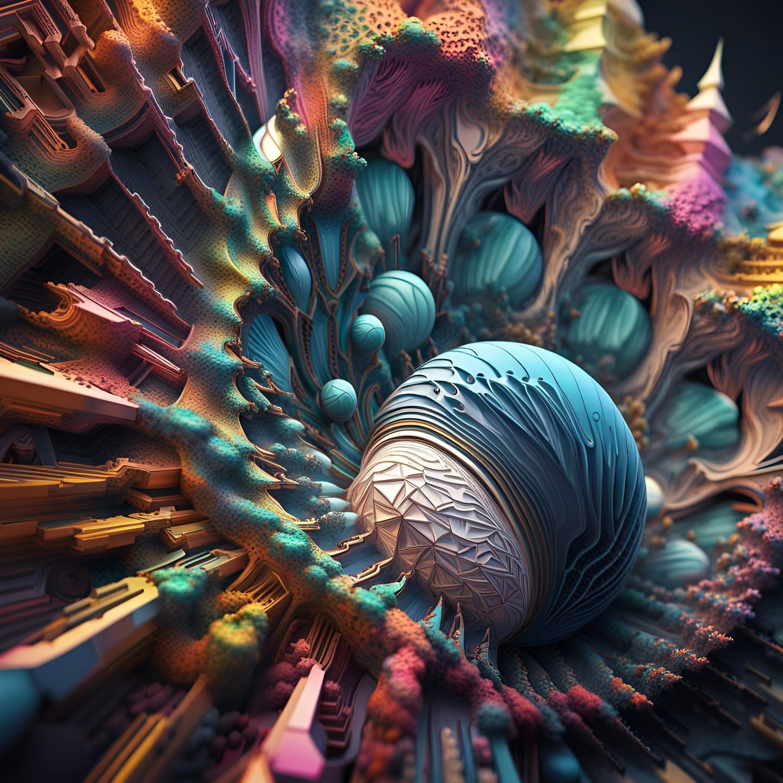 Geometric Abstract: Detailed Polychromatic Mathematical Art