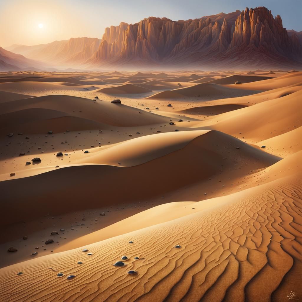 Desert Gorge at Dawn: Hyperrealistic Landscape
