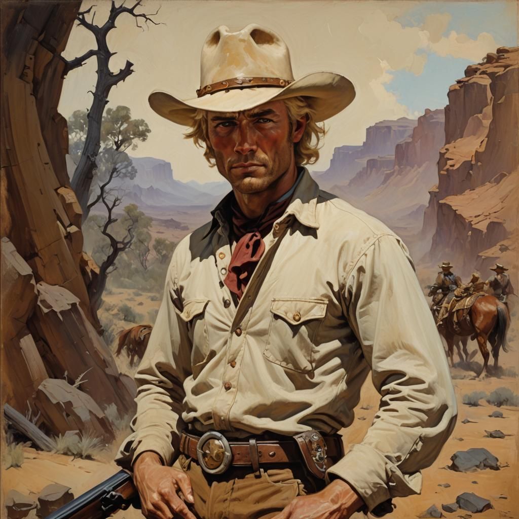 Victorian Cowboy Portrait in Oil Painting Style