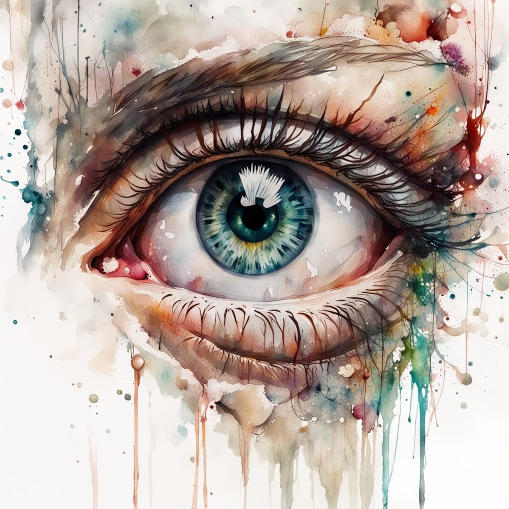 Detailed Watercolor Eye Speedpaint by Carne Griffiths