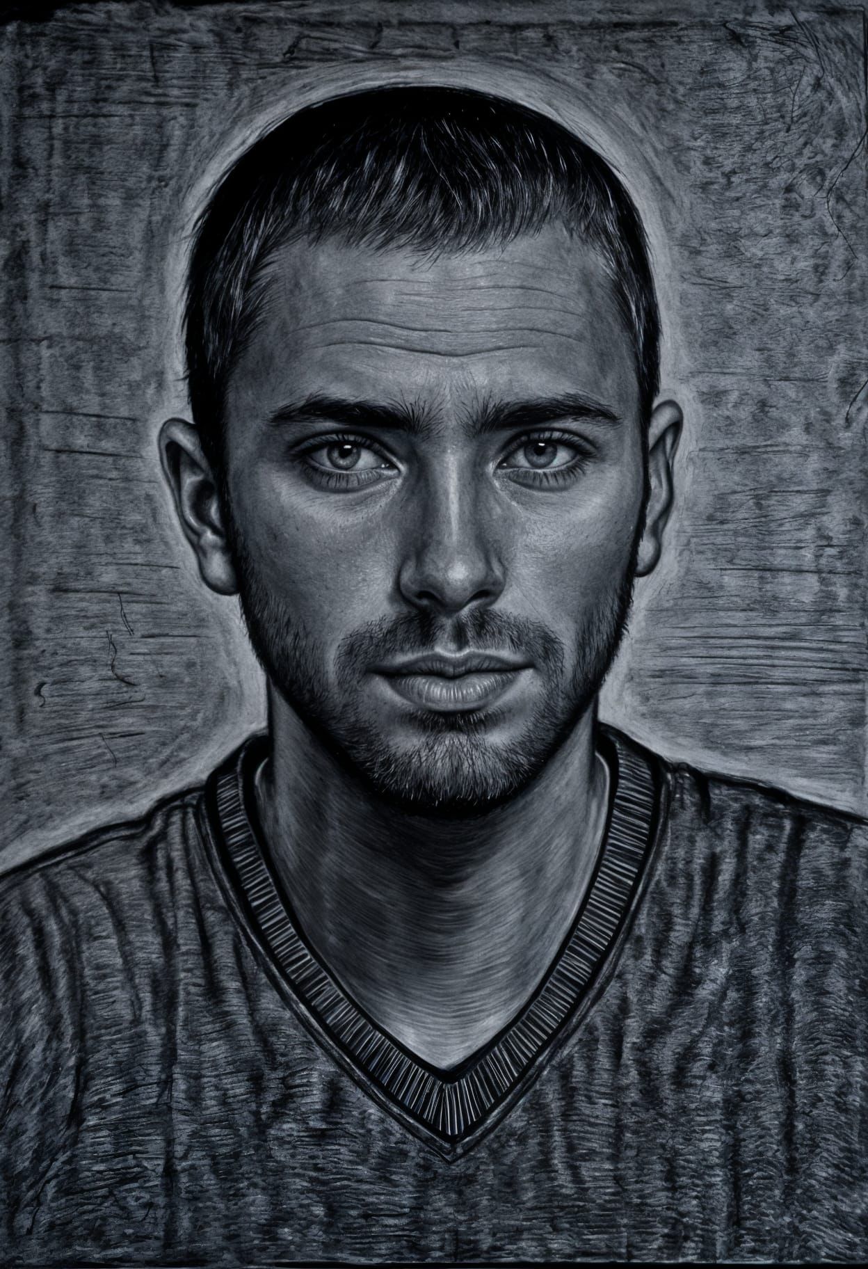 Charcoal Portrait of a Young Man with Dramatic Lighting