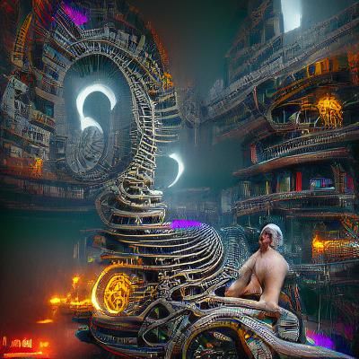 Cyberpunk Kundalini Spiral Mindscape in 3D