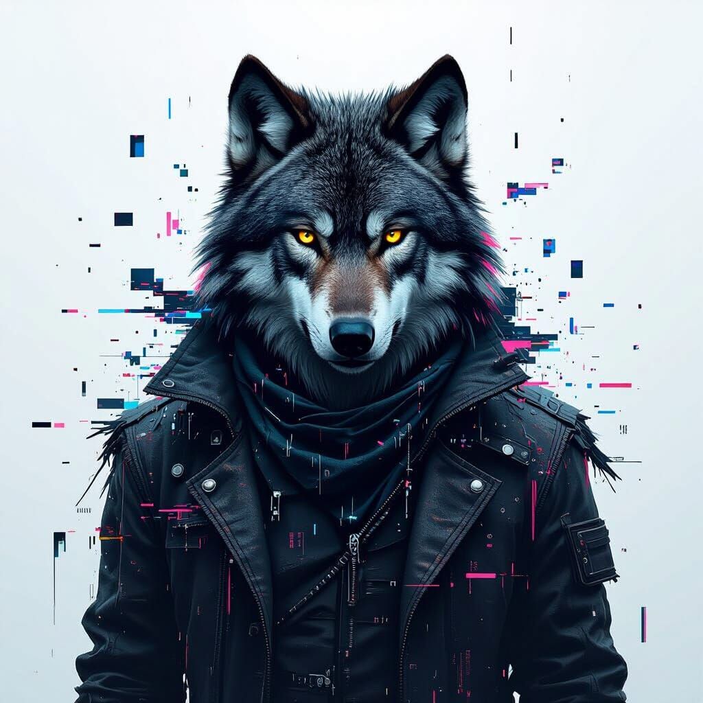 Glitching Spectral Wolf in Digital Static