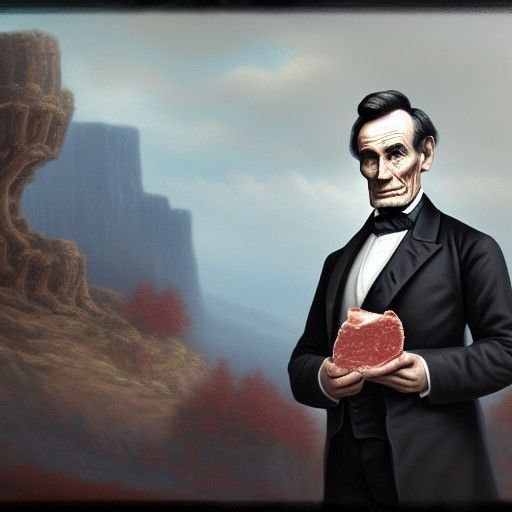 Abraham Lincoln Holding Ham: Detailed Matte Painting