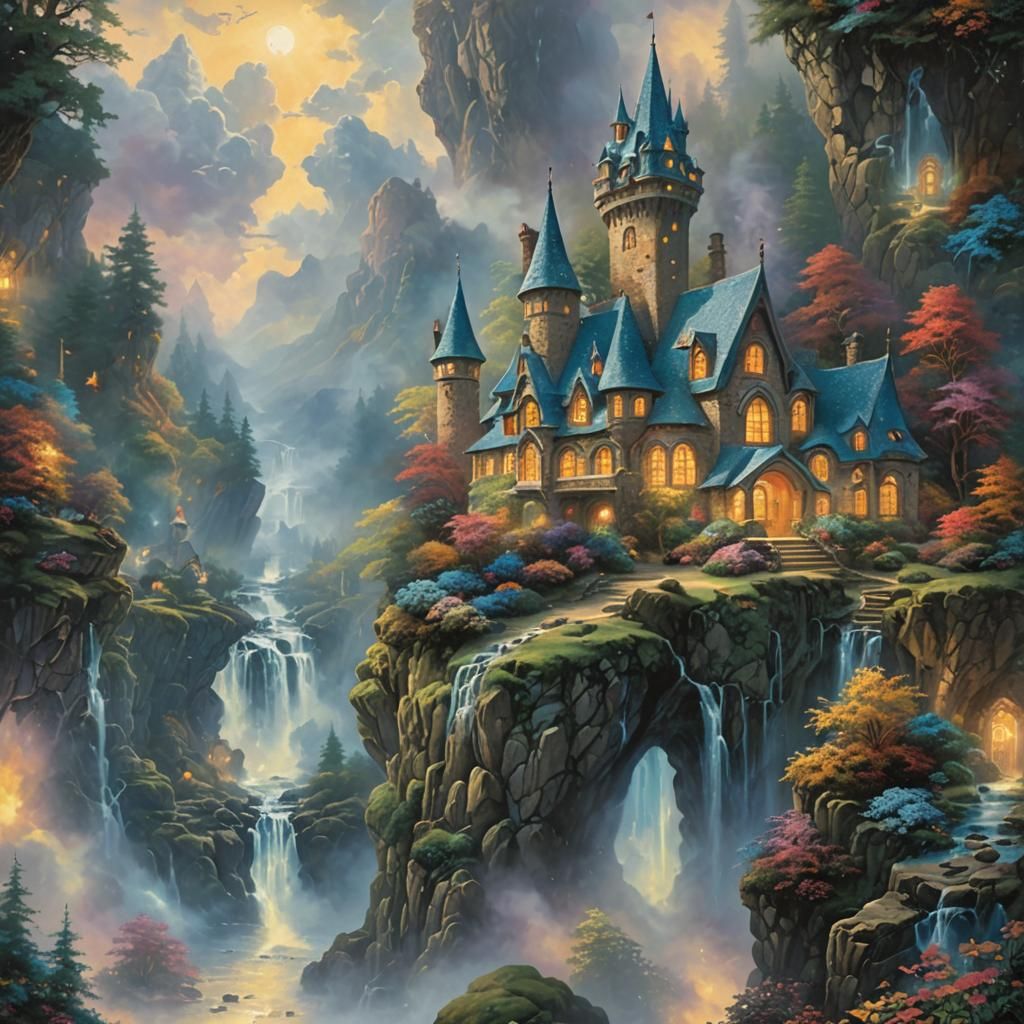 Ethereal Fantasy Record Sleeve in Kinkade Style