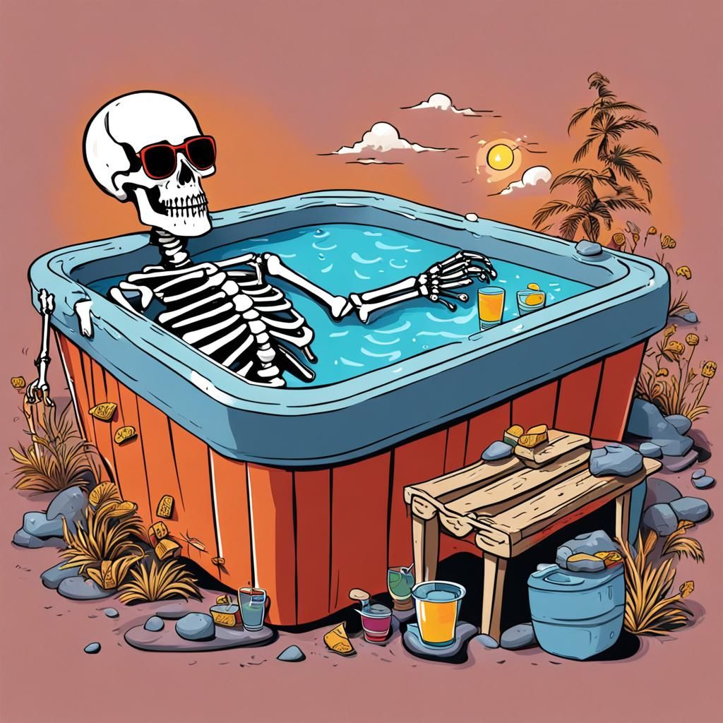 Skeleton Relaxation: Hot Tub Time with Shades