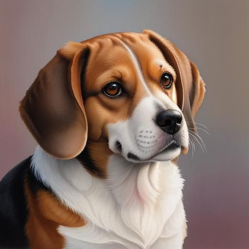 Loyal Beagle Dog in Watercolor Painting