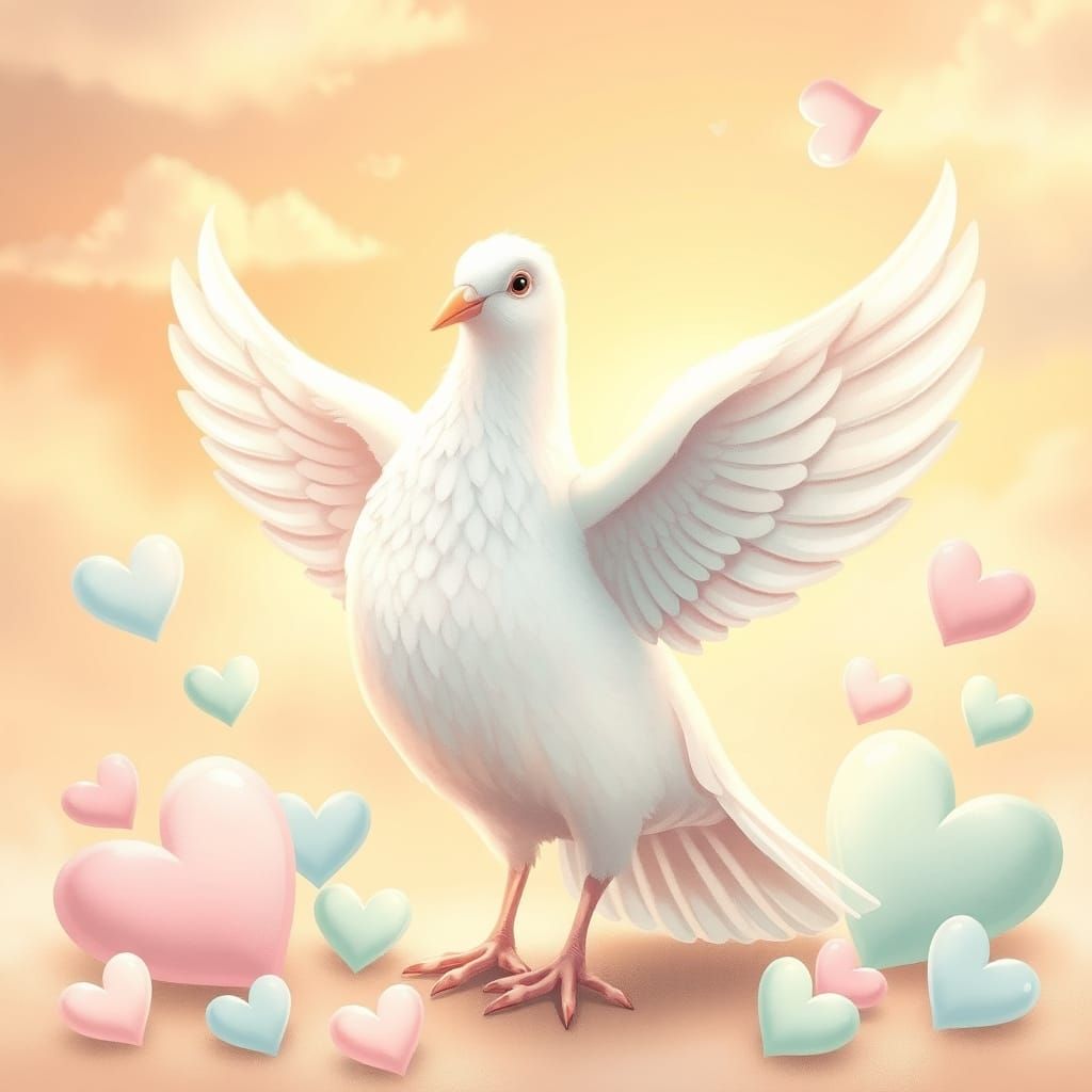 Whimsical Dove of Peace and Love in Soft Pastel Hues