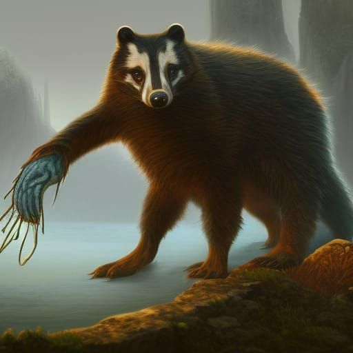 Fantastical Tulpa Badger: Detailed Matte Painting