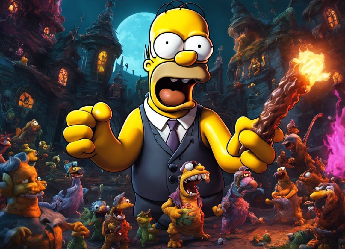 Homer Simpson and deformed muppet creatures