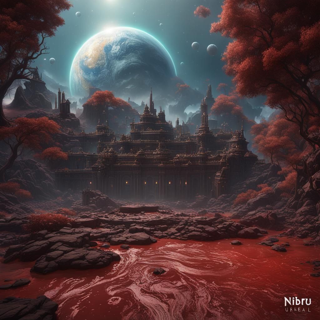 Fantastical Matte Painting of Nibiru in Deep Color