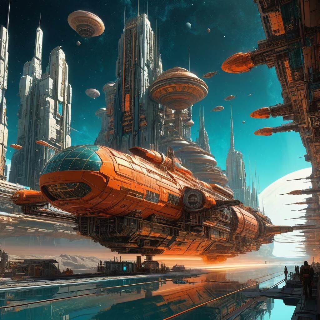 Spectacular Space City Concept Art in Hyperrealism