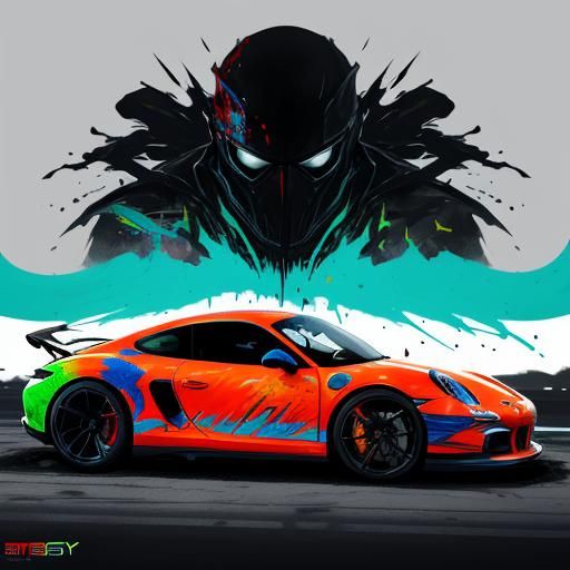 Futuristic Porsche Graffiti Art in Ultra Quality