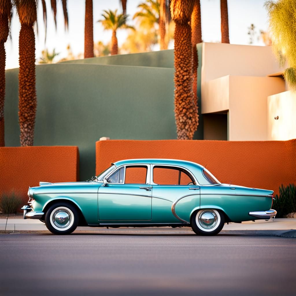 1950s Light Orange Car in Palm Springs