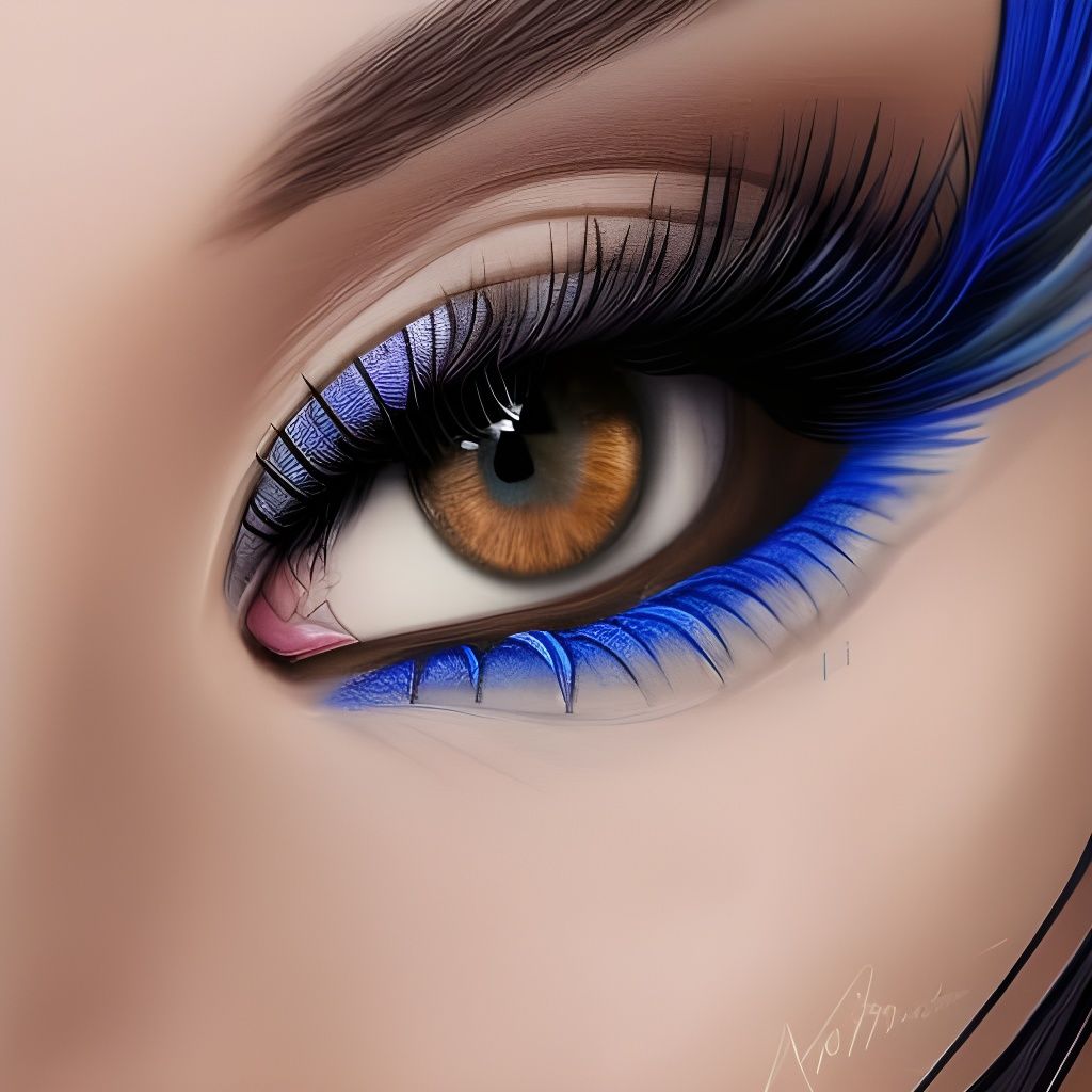 Detailed Blue Anime Eye Close-up in Semirealism