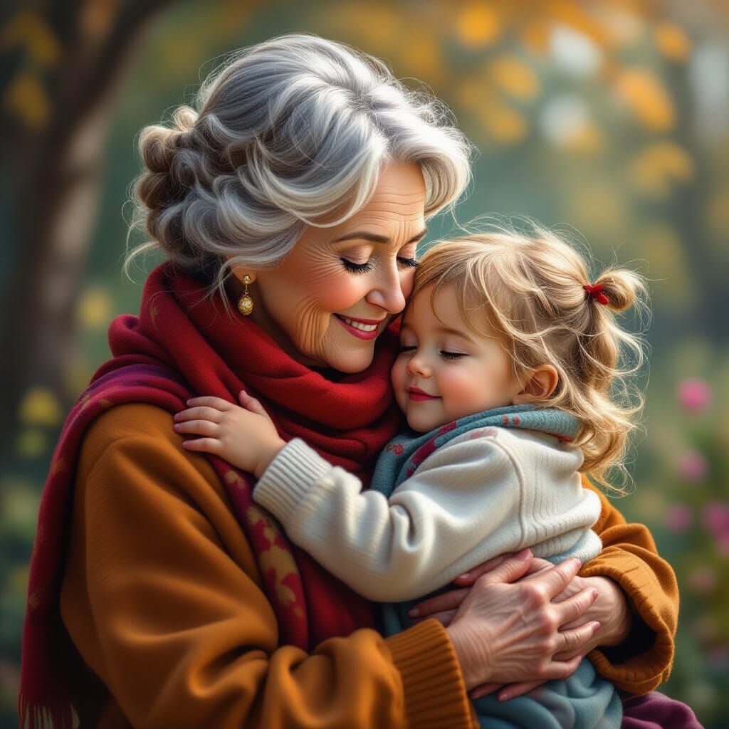 Grandmother and Granddaughter in Hyperrealistic Digital Art