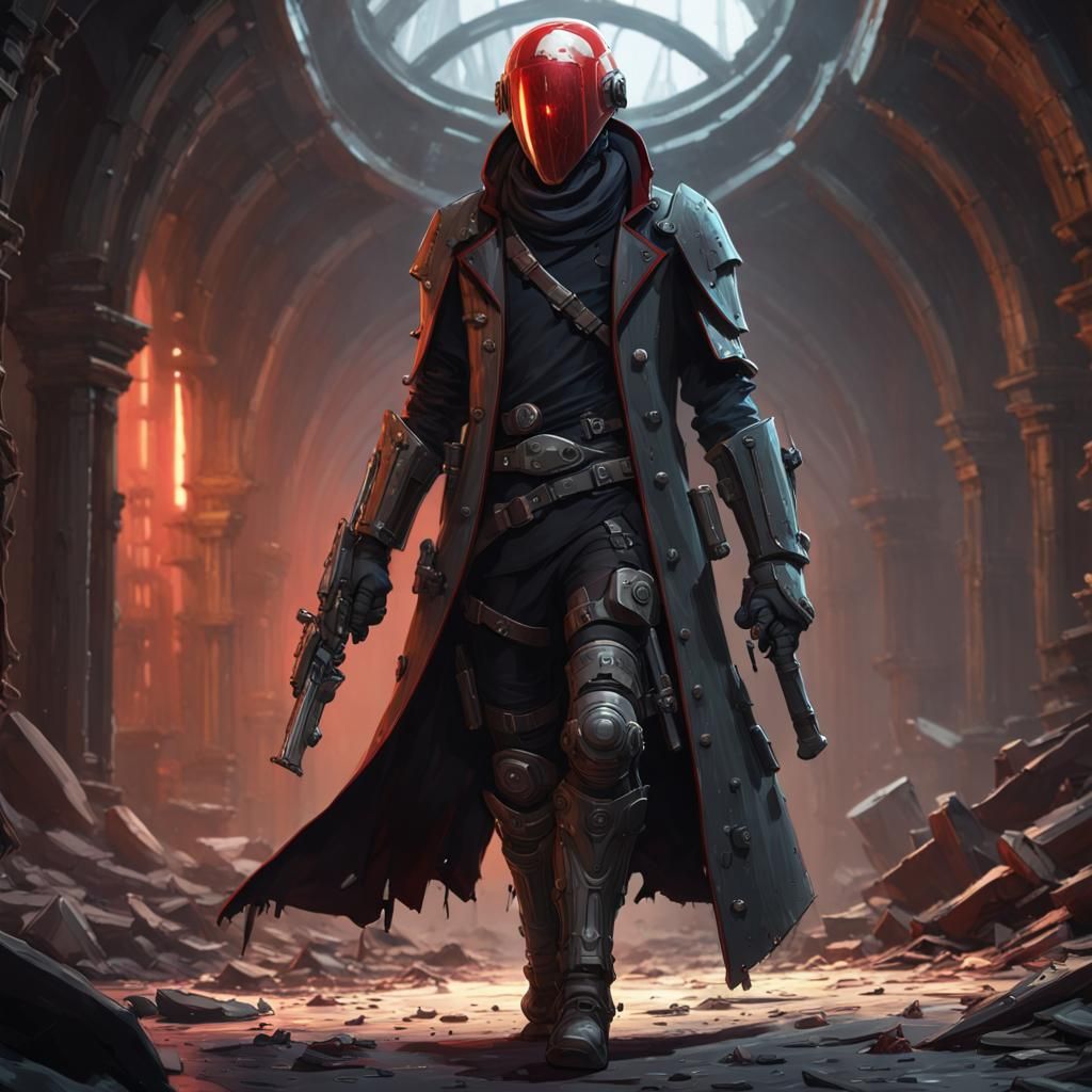 Android Gunslinger in Dark Fantasy Style