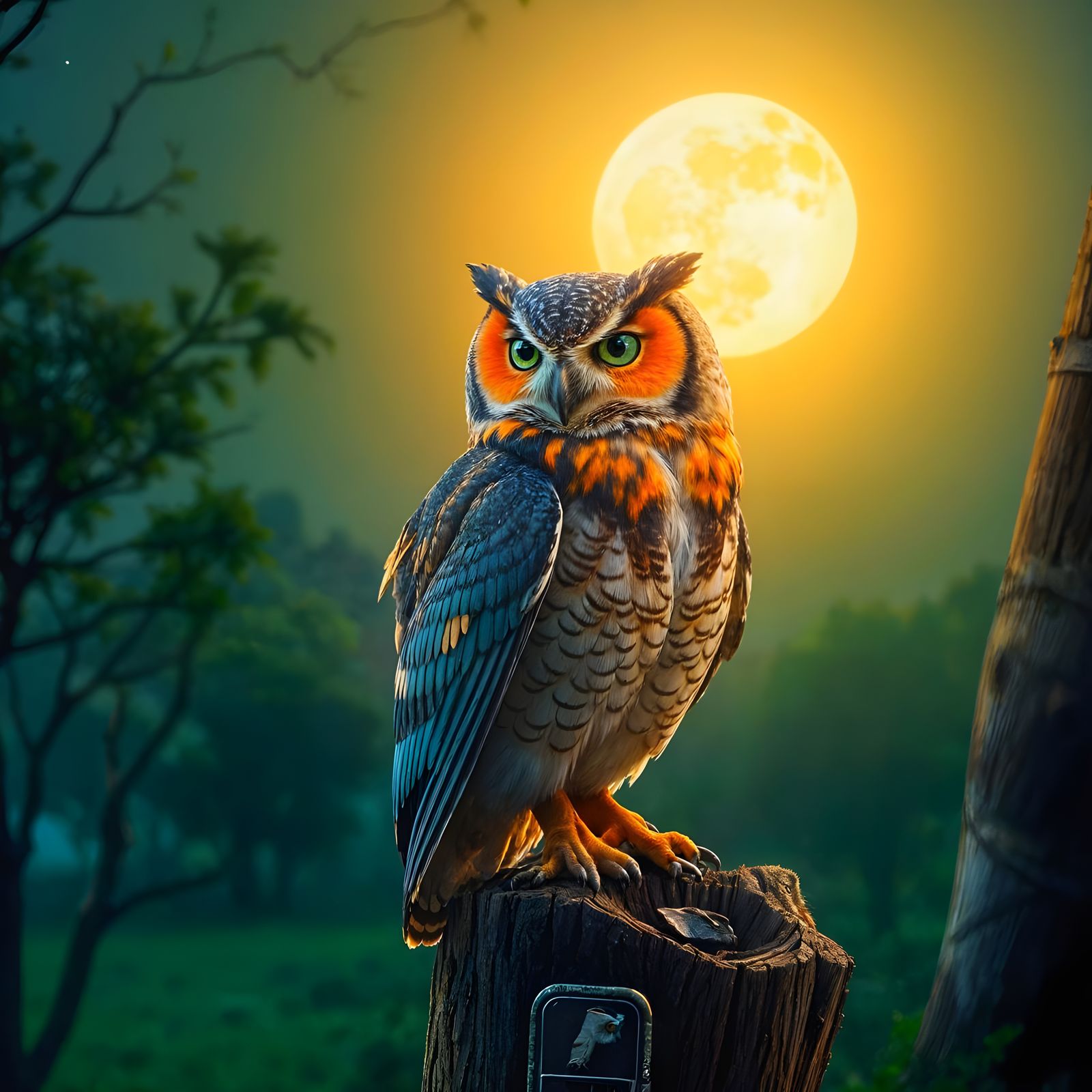 Sleek Lens Emits Soft Glow Under Full Moon