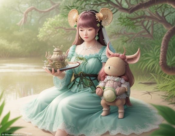 Kawaii Minotaur Rogue with Animal Companion