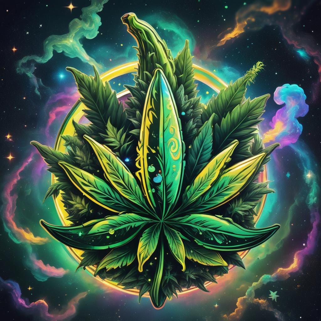 Surreal Cosmic Logo in Holographic Style