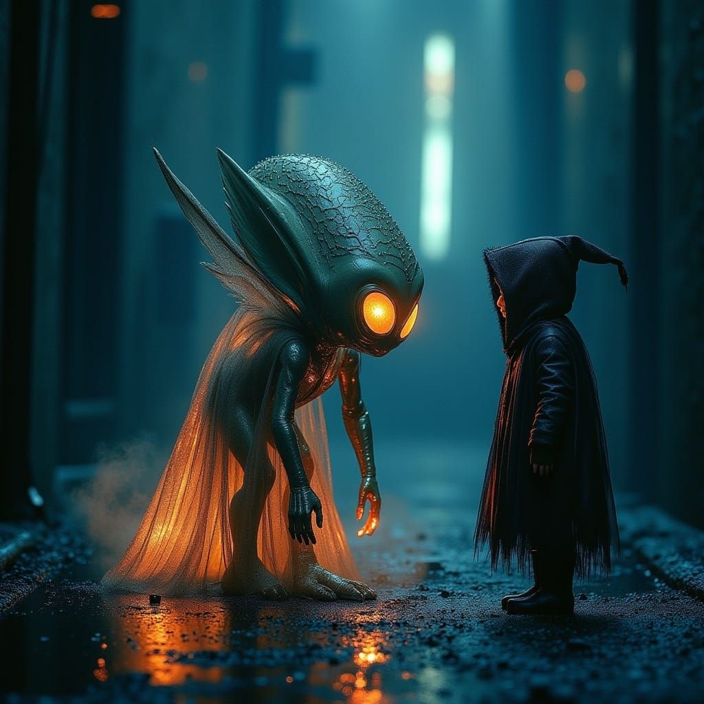 Ethereal Alien Encounter with Trick-or-Treater